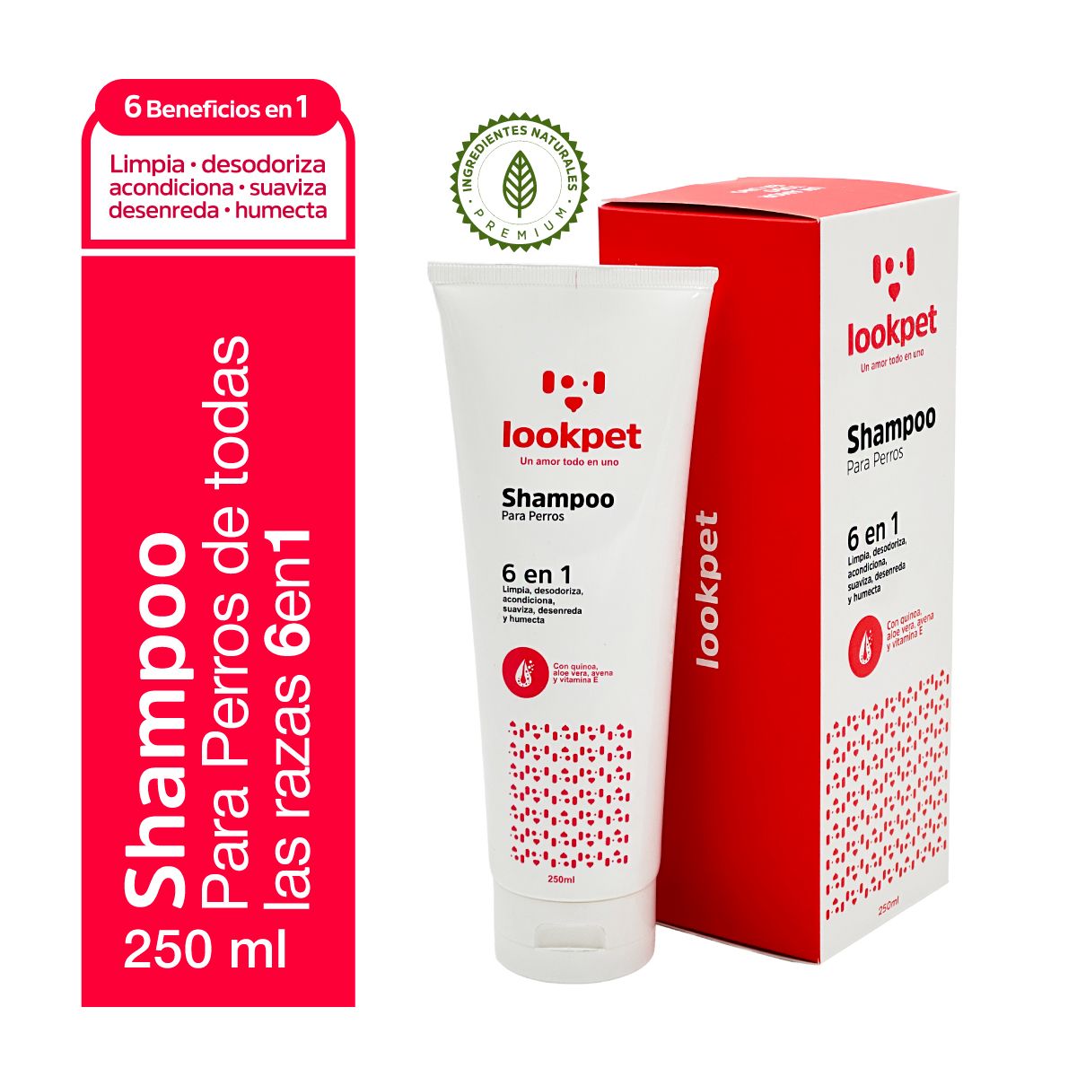LOOKPET - Lookpet Shampoo para Perros Todas las Razas 6 en 1 - 250ml
