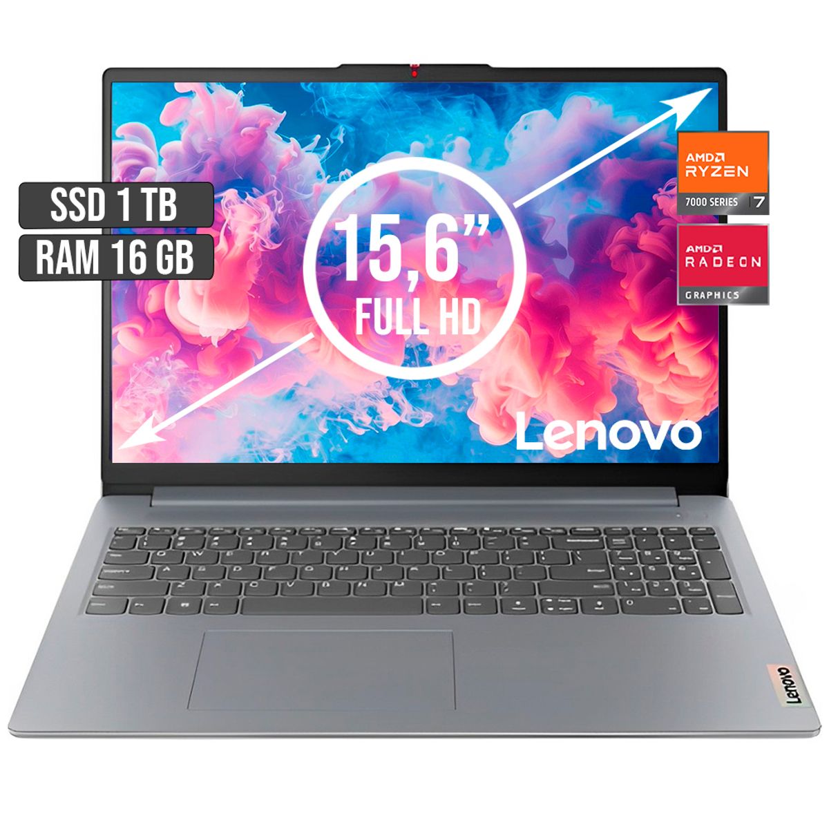 LENOVO - PORTATIL LENOVO SLIM AMD RYZEN 7-7730U SSD 1TB RAM 16GB LED 15,6 FULL HD