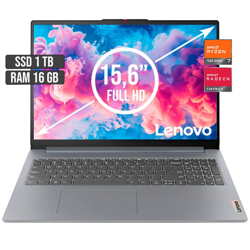 LENOVO - PORTATIL LENOVO AMD RYZEN 7-7730U SSD 1TB RAM 16GB LED 15,6 FULL HD