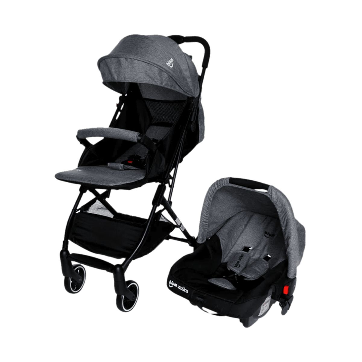 BIUM - Coche Y Portabebe Miku Travel Sistem Gris Oscuro Bium