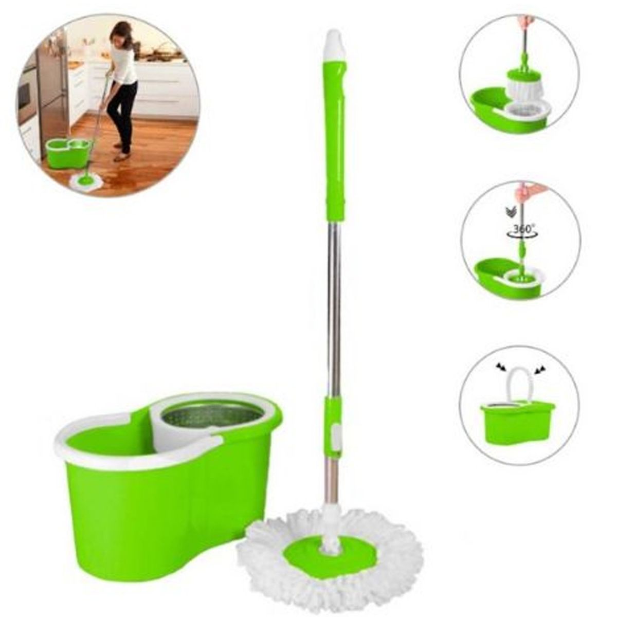 ONE PIXEL - Trapeador Exprimidor Automatico Balde Microfibra +1 Repuesto