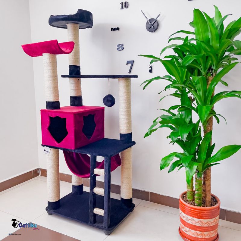 CATLIKE - Gimnasio Rascador Para Gatos Ref Cuna Negro Vinotinto