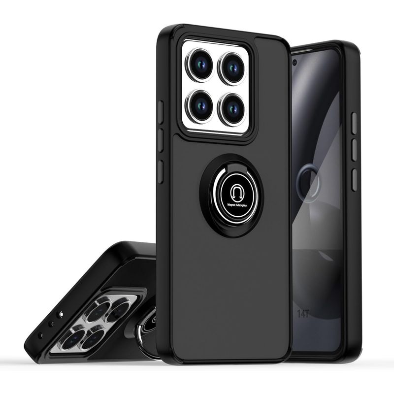 GENERICO - Case Funda Estuche Mate Con Anillo Compatible Xiaomi 14T Pro Negro