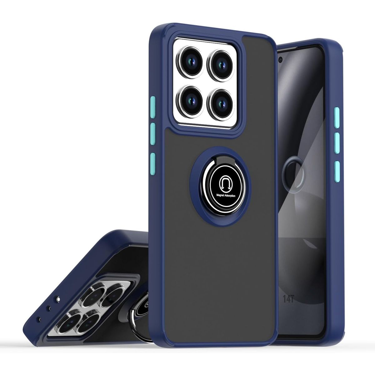 GENERICO - Case Funda Estuche Mate Con Anillo Compatible Xiaomi 14T Pro Azul