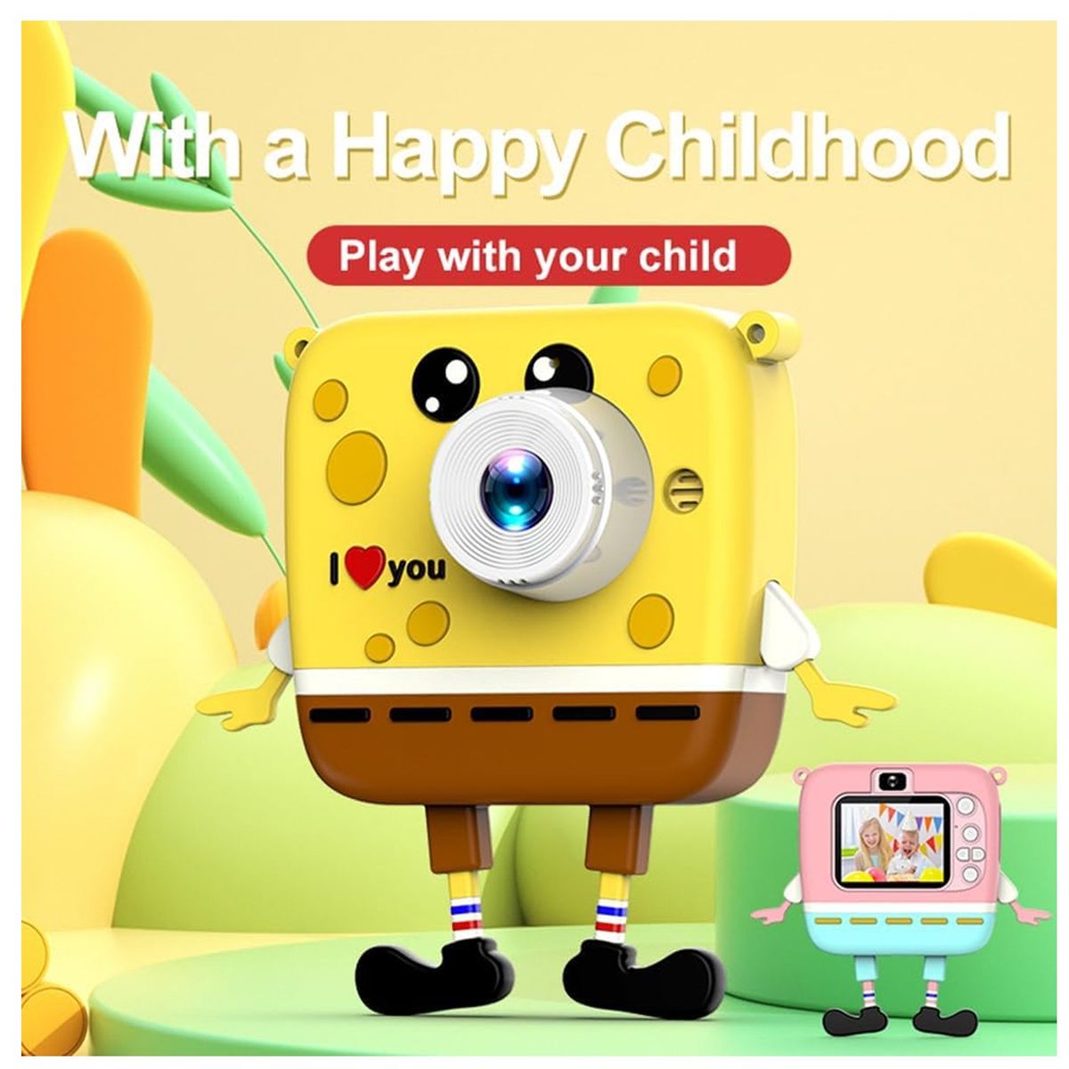 ONE PIXEL - Camara Videos Fotos Digital Para Niños Diseño Bob Esponja