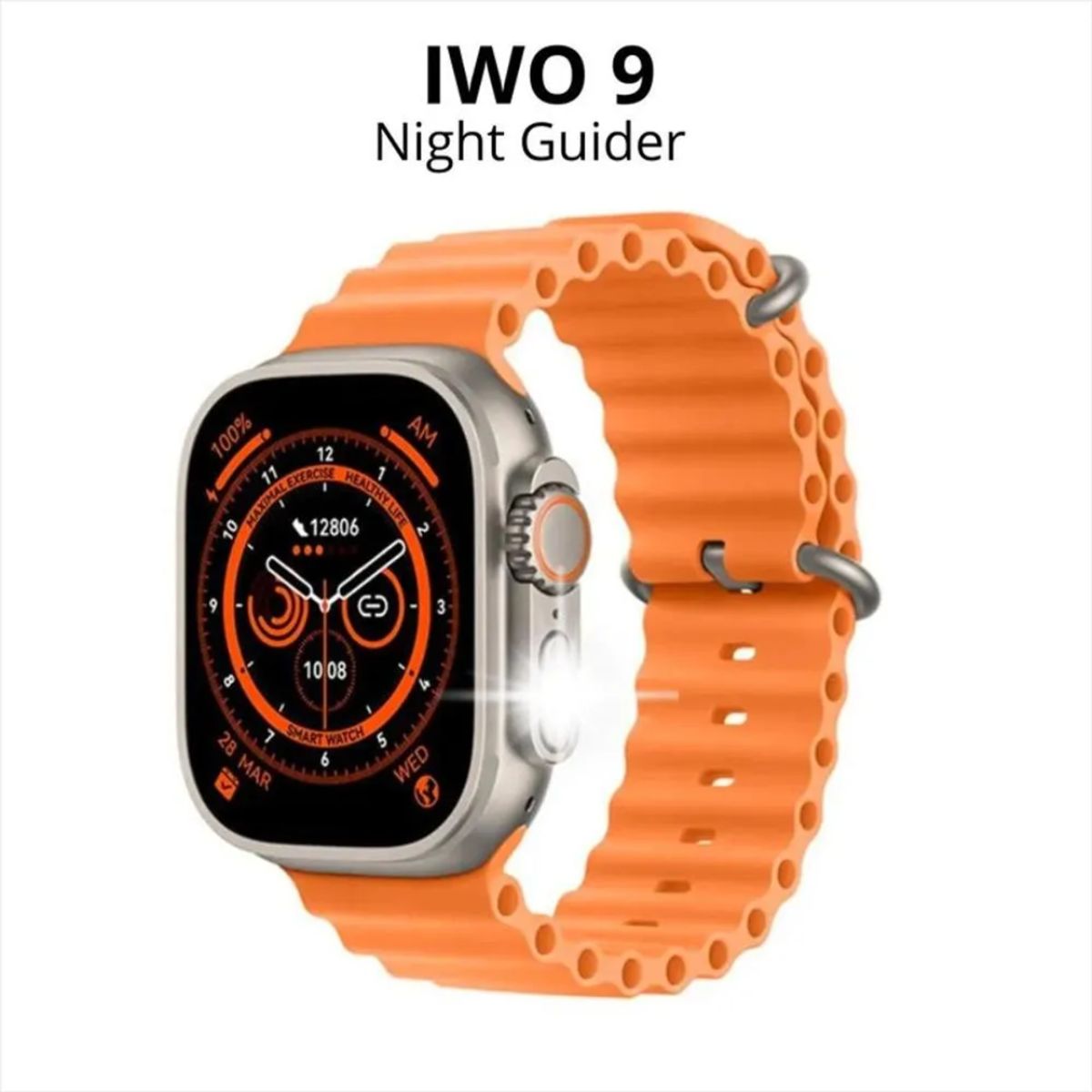 MOBULA - Reloj inteligente Mobulaa IWO 9 Ultra Con Linterna - Correa Naranja