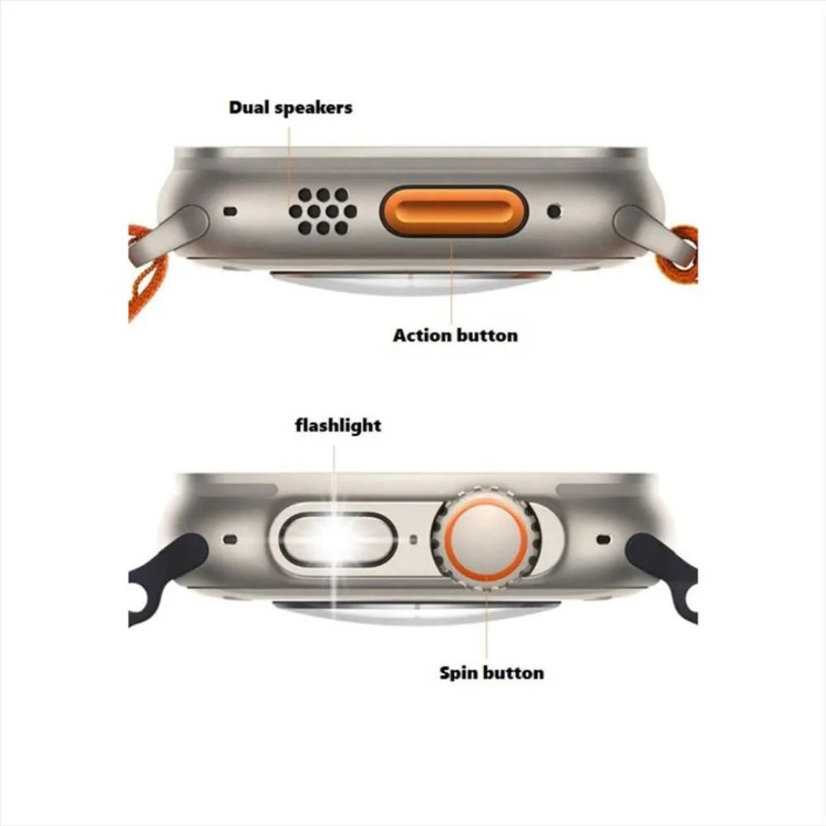 MOBULA - Reloj inteligente Mobulaa IWO 9 Ultra Con Linterna - Correa Naranja