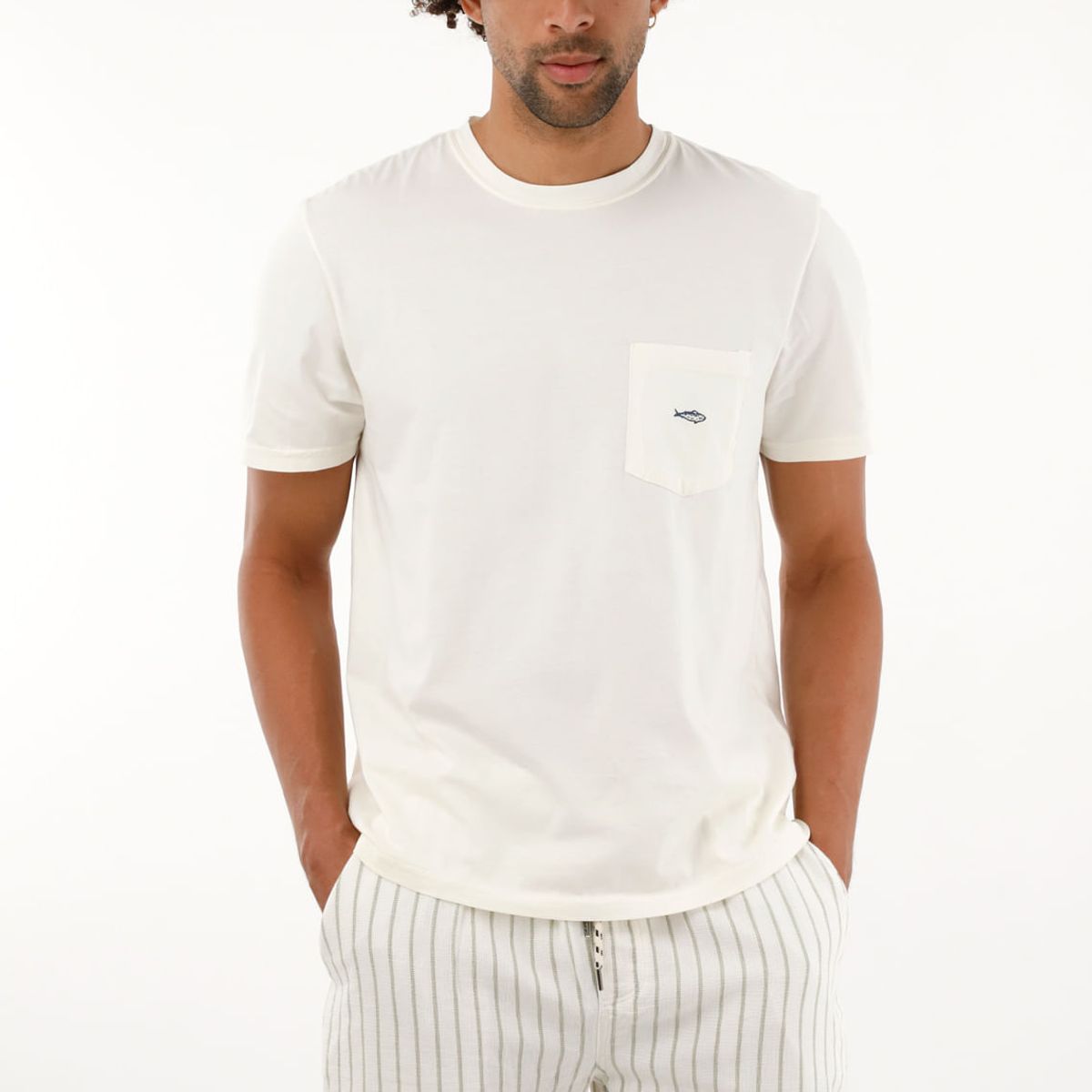 TENNIS - Camiseta crudo con bolsillo de parche para hombre
