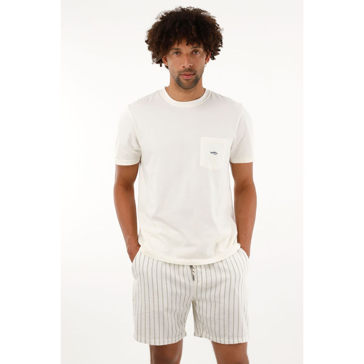 TENNIS - Camiseta crudo con bolsillo de parche para hombre