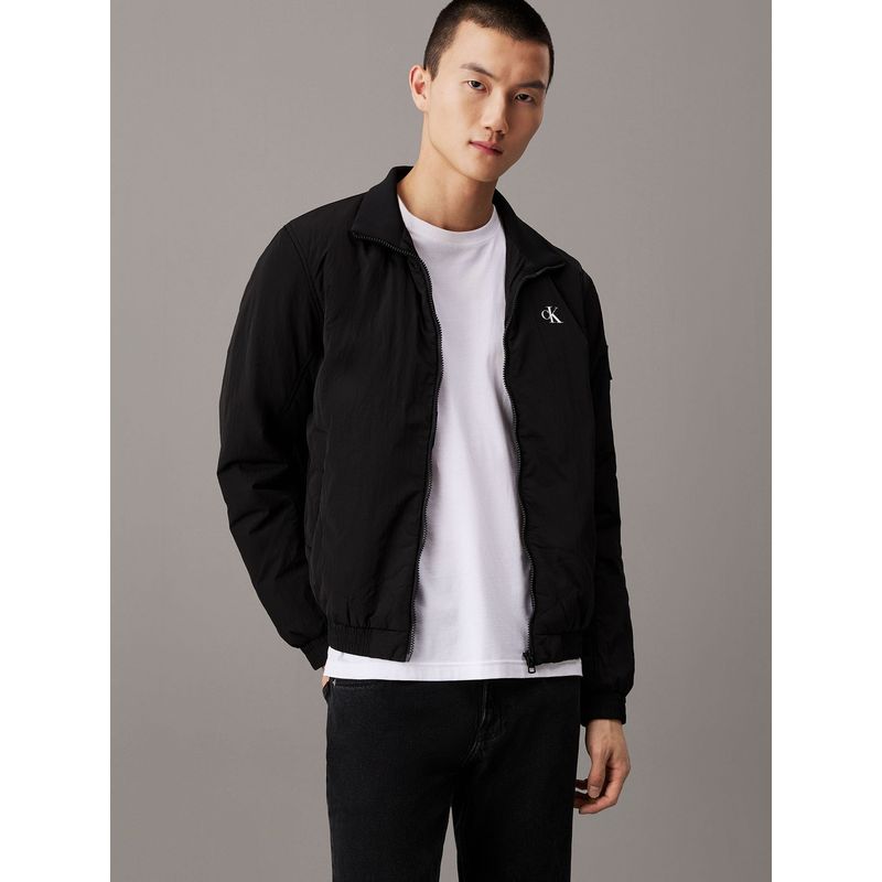 CALVIN KLEIN - Chaqueta negra de nailon acolchado con cremallera Calvin Klein