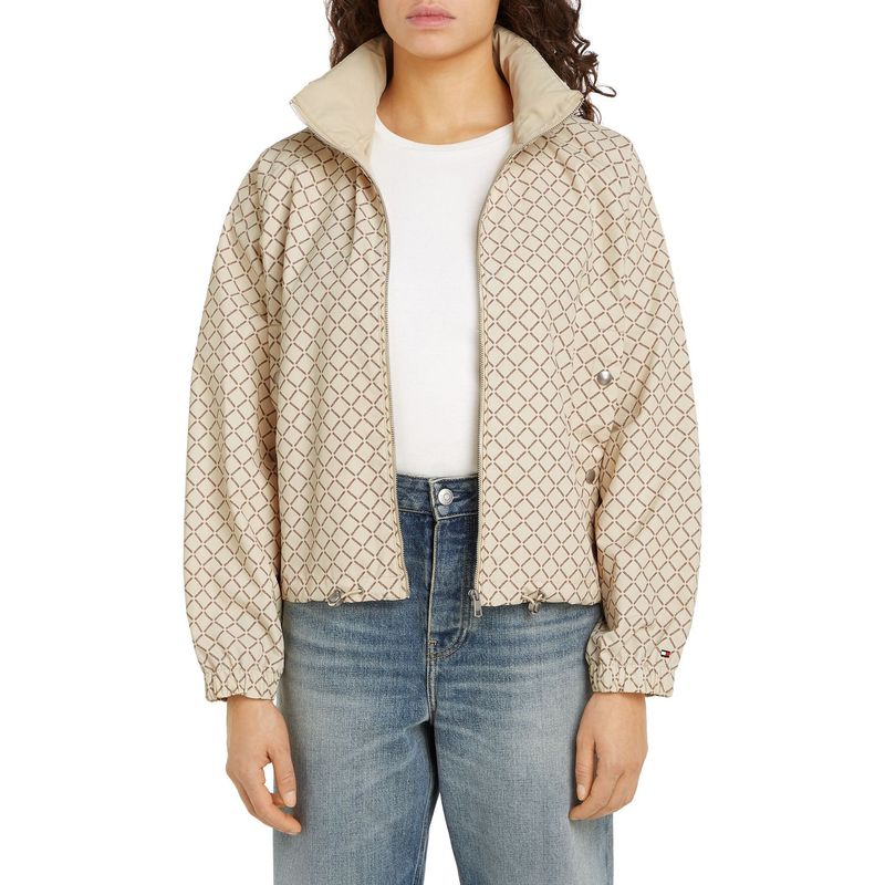 TOMMY HILFIGER - Chaqueta Beige Rompeviento De Cuello Alto Tommy Hilfiger