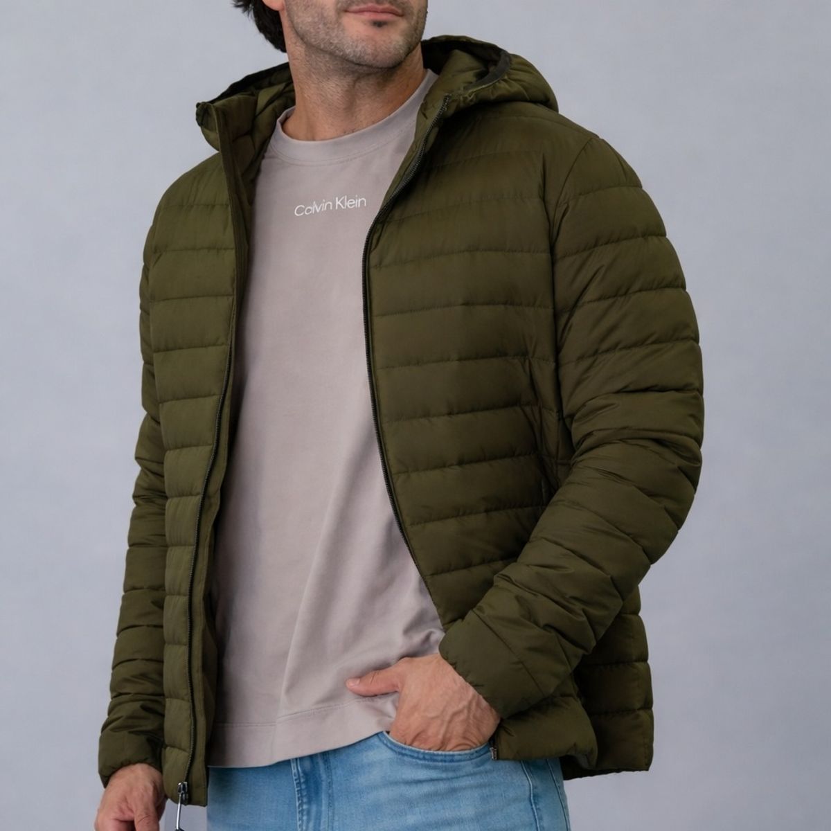 CALVIN KLEIN - Chaqueta verde acolchada con capota Calvin Klein