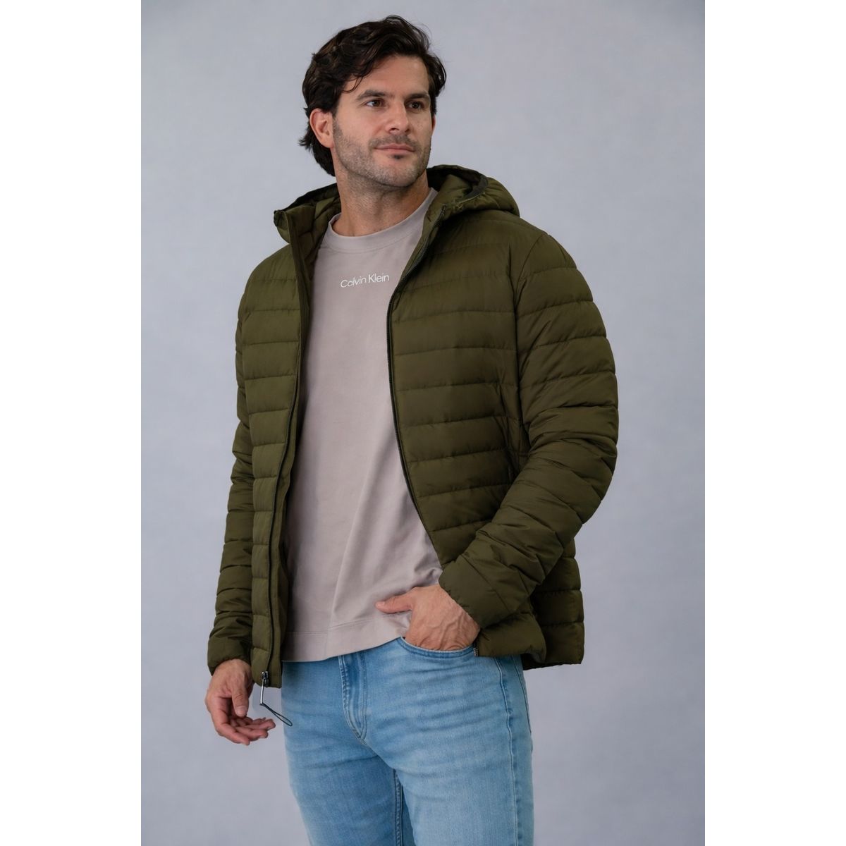 CALVIN KLEIN - Chaqueta verde acolchada con capota Calvin Klein