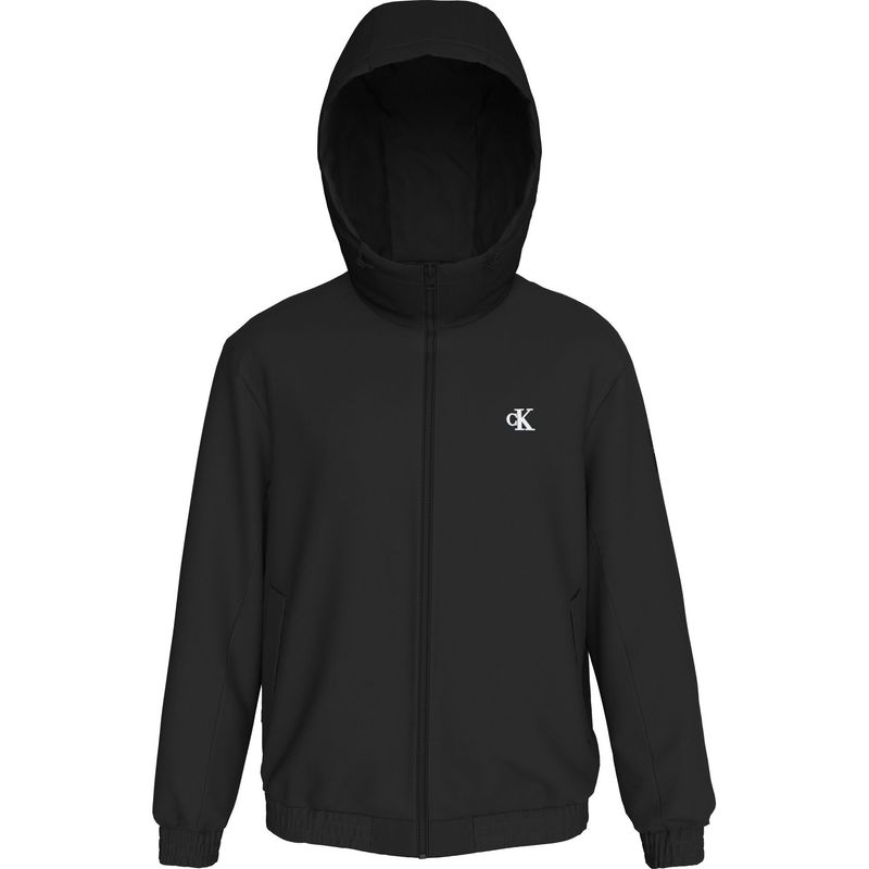 CALVIN KLEIN - Chaqueta Rompeviento Negra De Nailon Con Capota Calvin Klein