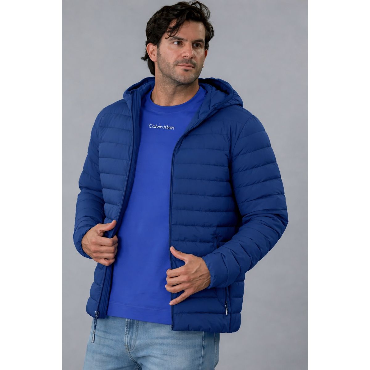 CALVIN KLEIN - Chaqueta azul acolchada con capota Calvin Klein