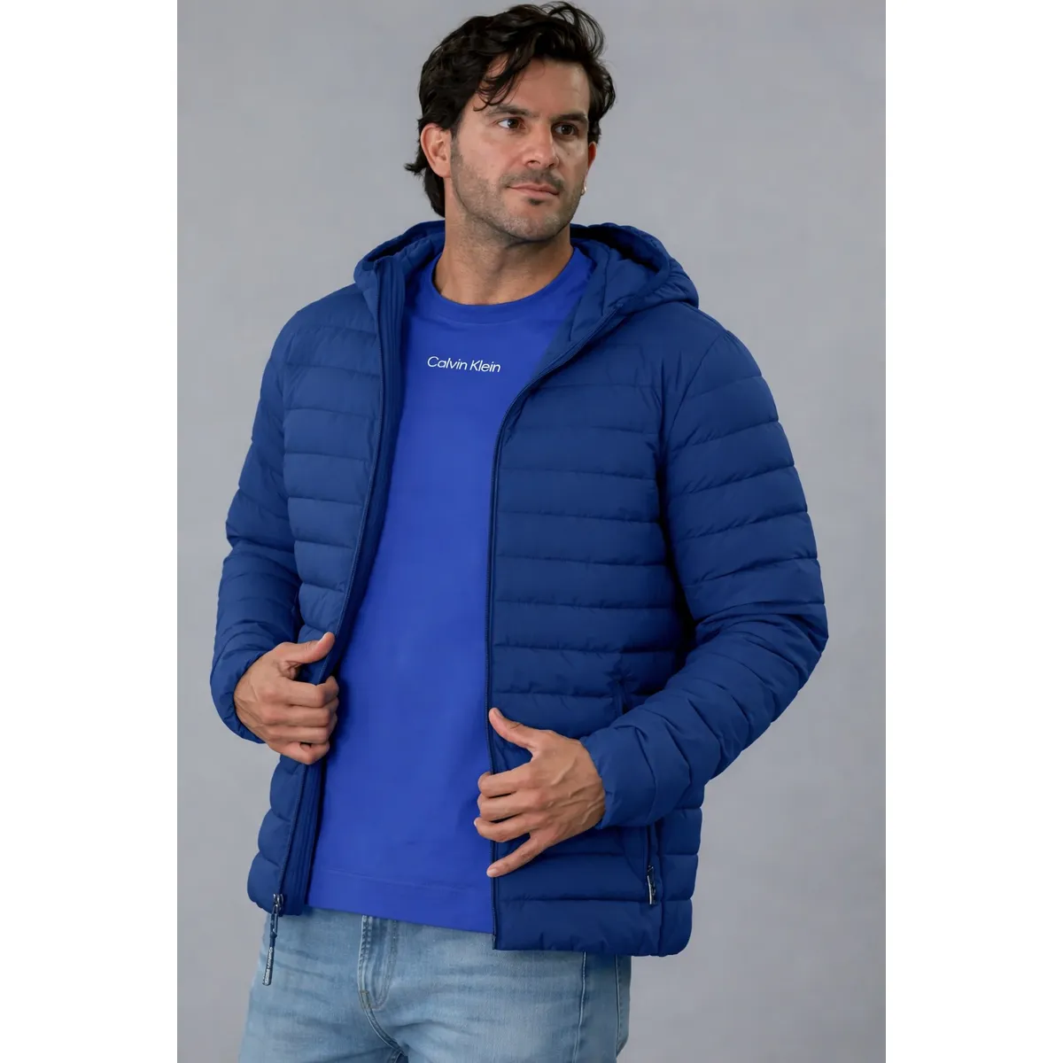 CALVIN KLEIN - Chaqueta azul acolchada con capota Calvin Klein