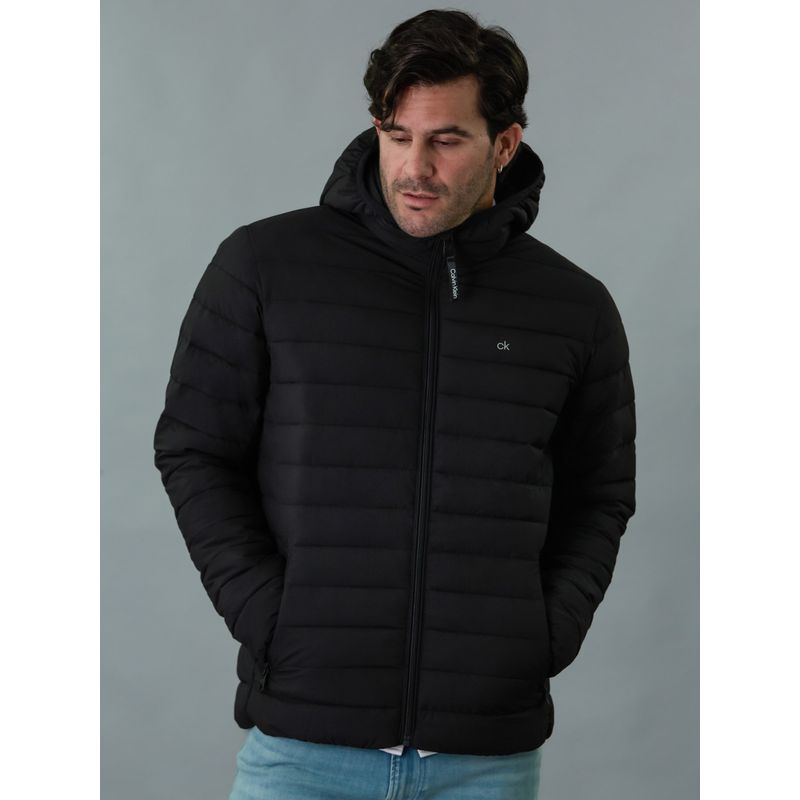 CALVIN KLEIN - Chaqueta Negra Acolchada Con Capota Para Hombre Calvin Klein