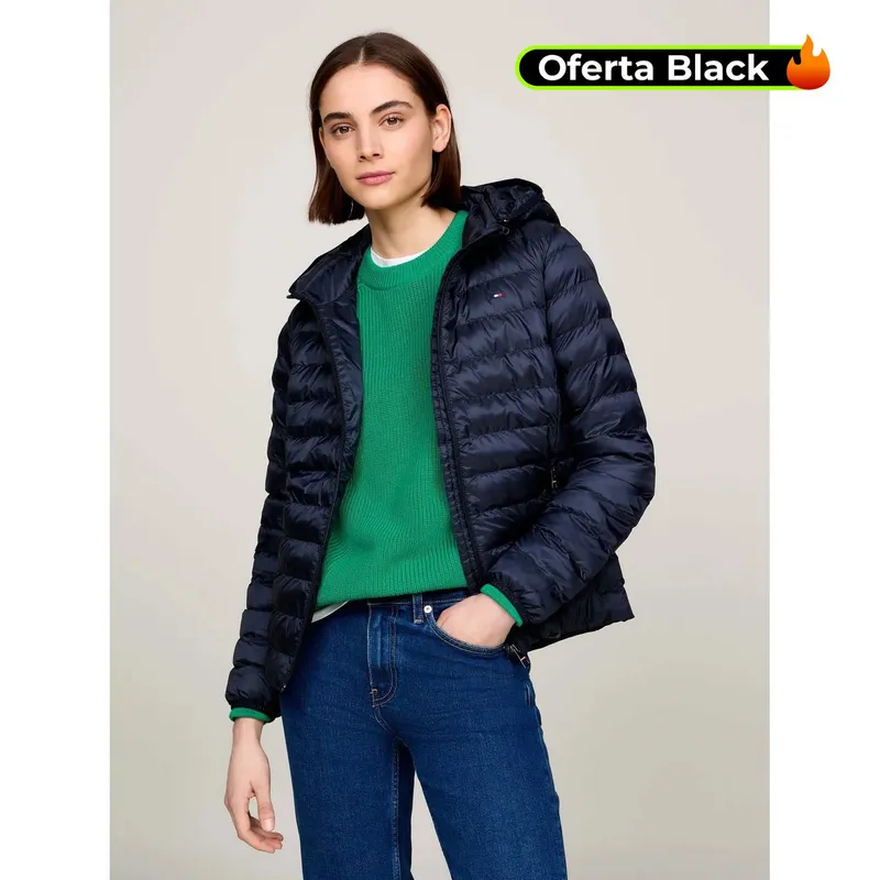 TOMMY HILFIGER - Chaqueta azul acolchada con logo bordado Tommy Hilfiger