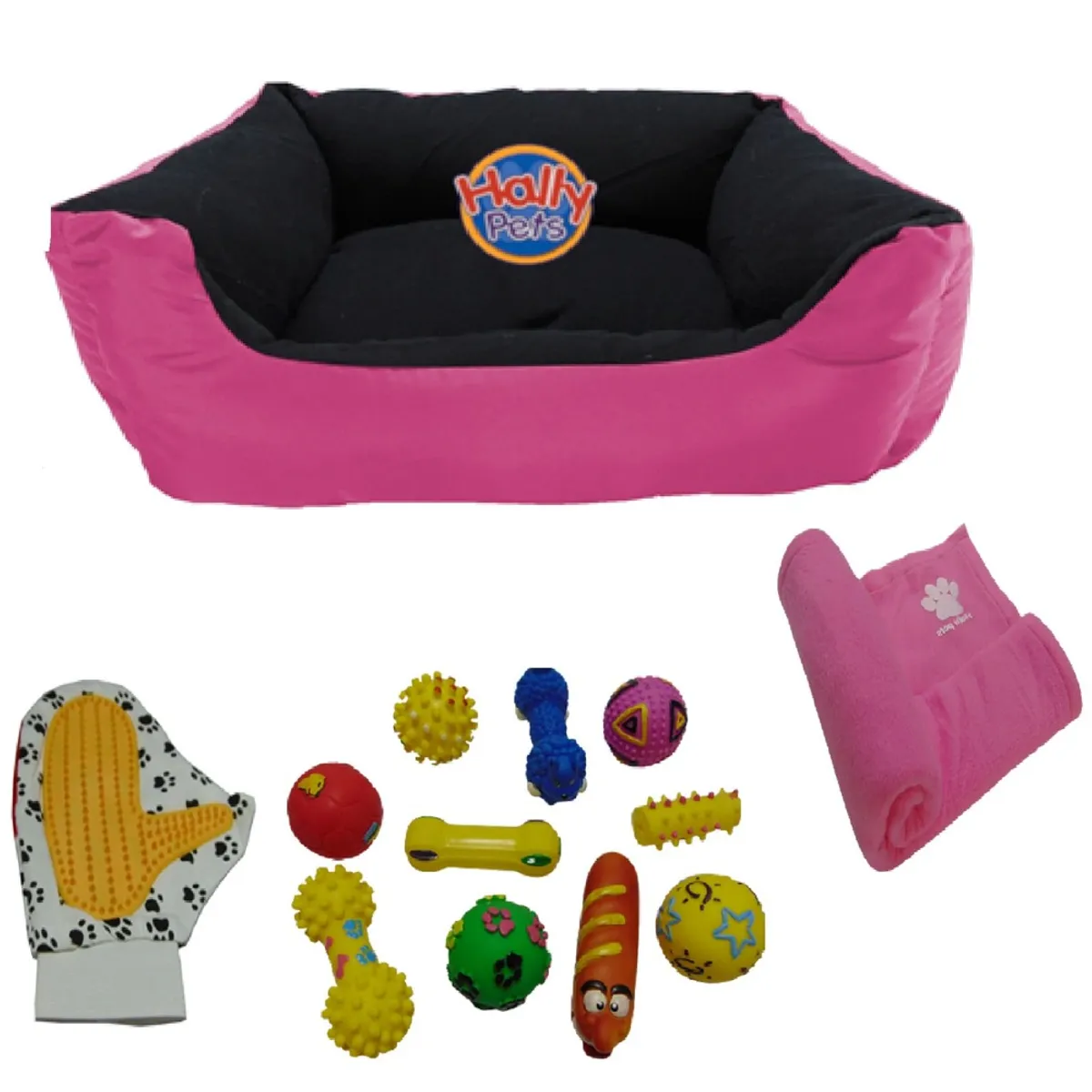 HALLY PET - Cama Grande con cojin+guante+1 juguete chillon+cobija