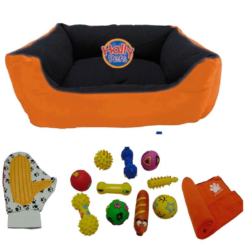 HALLY PET - Cama Grande con cojin+guante+1 juguete chillon+cobija