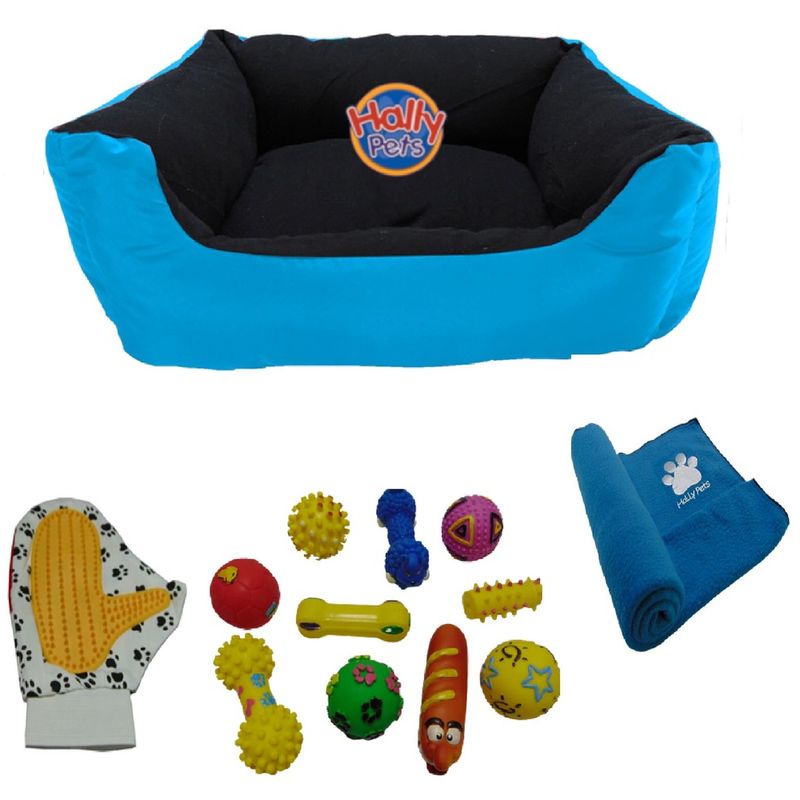 HALLY PET - Cama Grande con cojin+guante+1 juguete chillon+cobija
