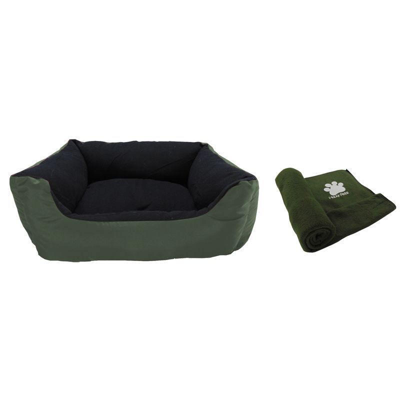 HALLY PET - Cama Grande Impermeable con cojin lavable + cobija grande
