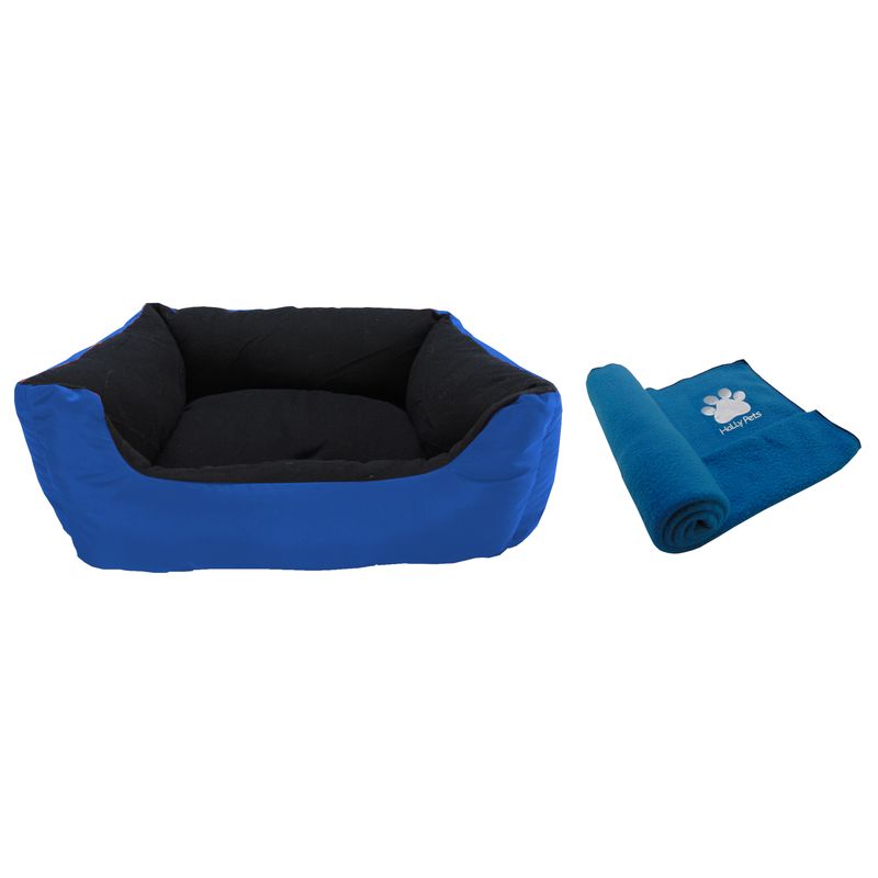 HALLY PET - Cama Grande Impermeable con cojin lavable + cobija grande