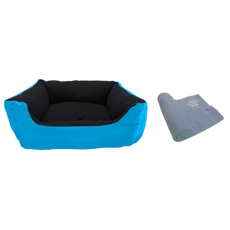 HALLY PET - Cama Grande Impermeable con cojin lavable + cobija grande