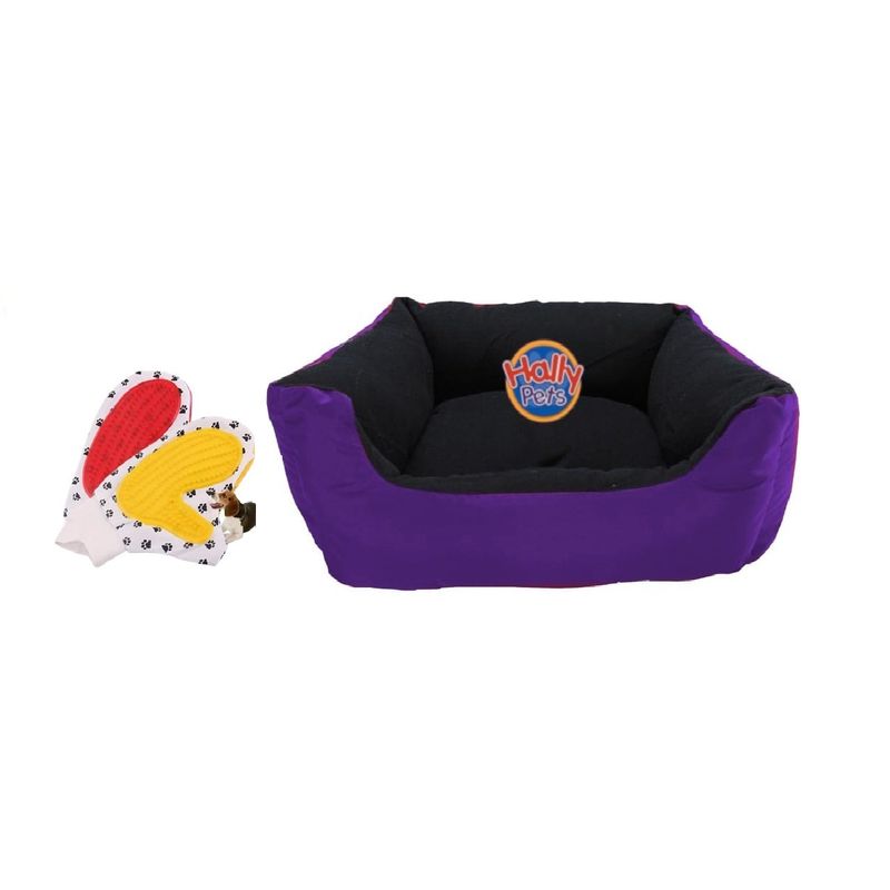 HALLY PET - Cama Gigante con cojin lavable + guante cepillo