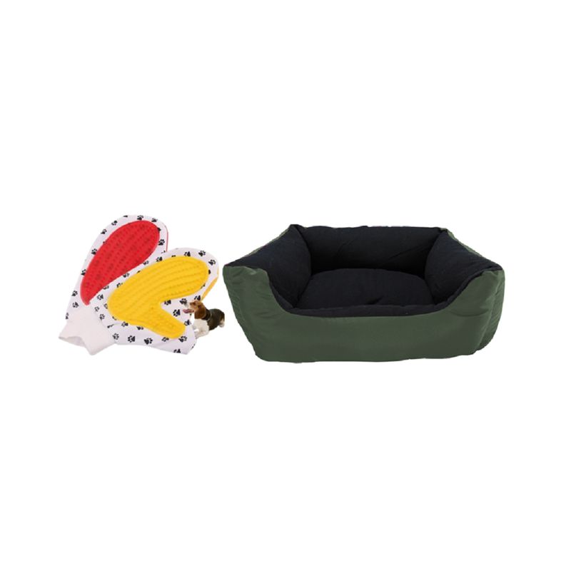 HALLY PET - Cama Gigante con cojin lavable + guante cepillo