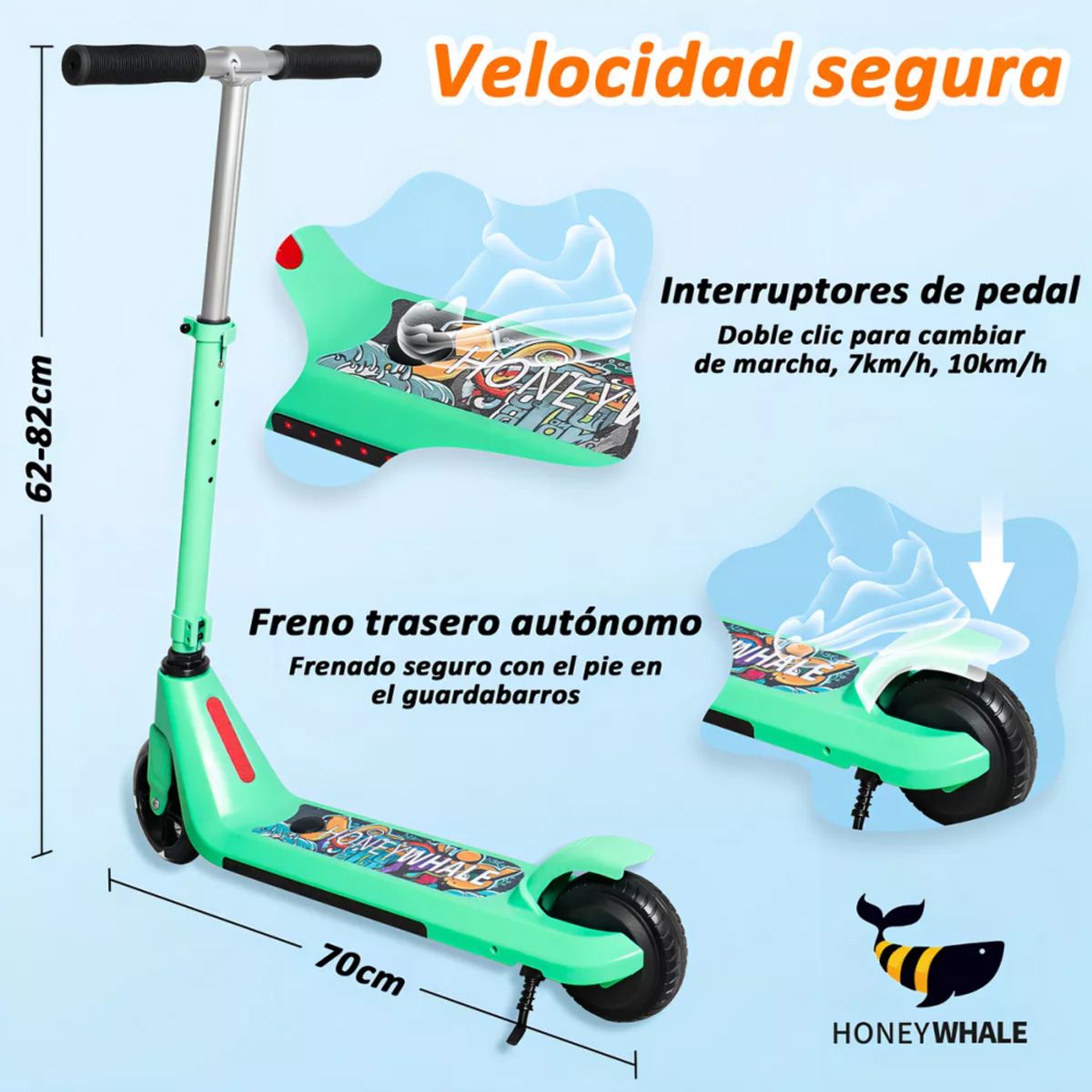 GENERICO - Scooter Eléctrica Altura Graduable Largo Alcance Carga Rapid