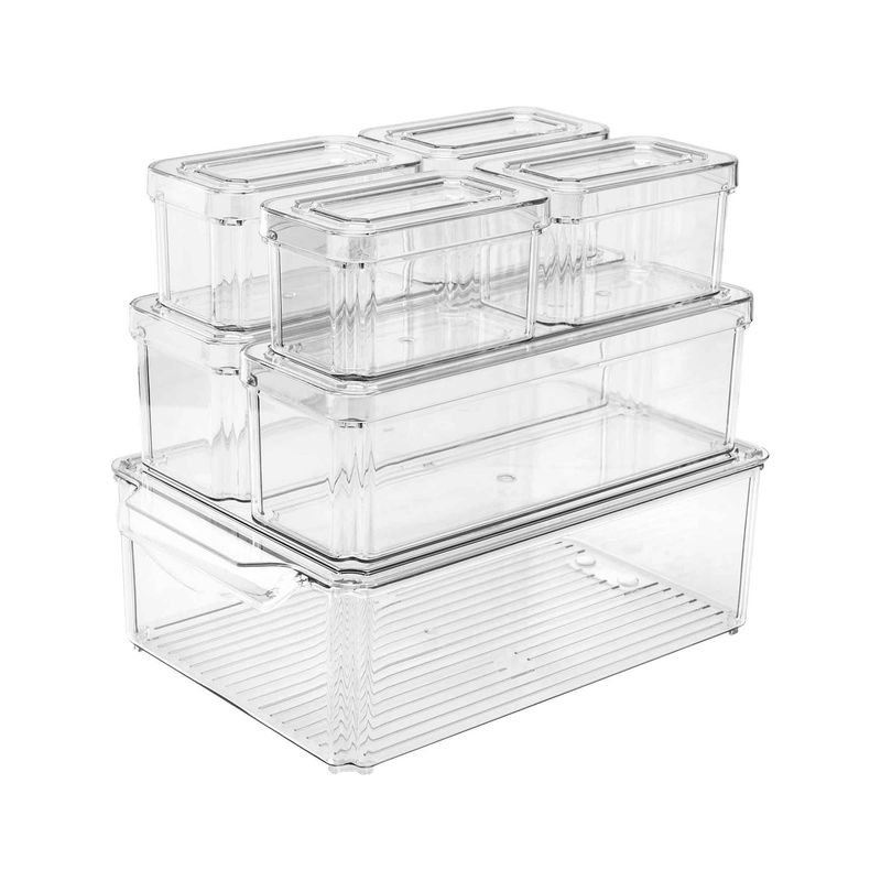 CHEF MASTER - Set 7 Organizadores Apilables Nevera, Recipientes Plásticos
