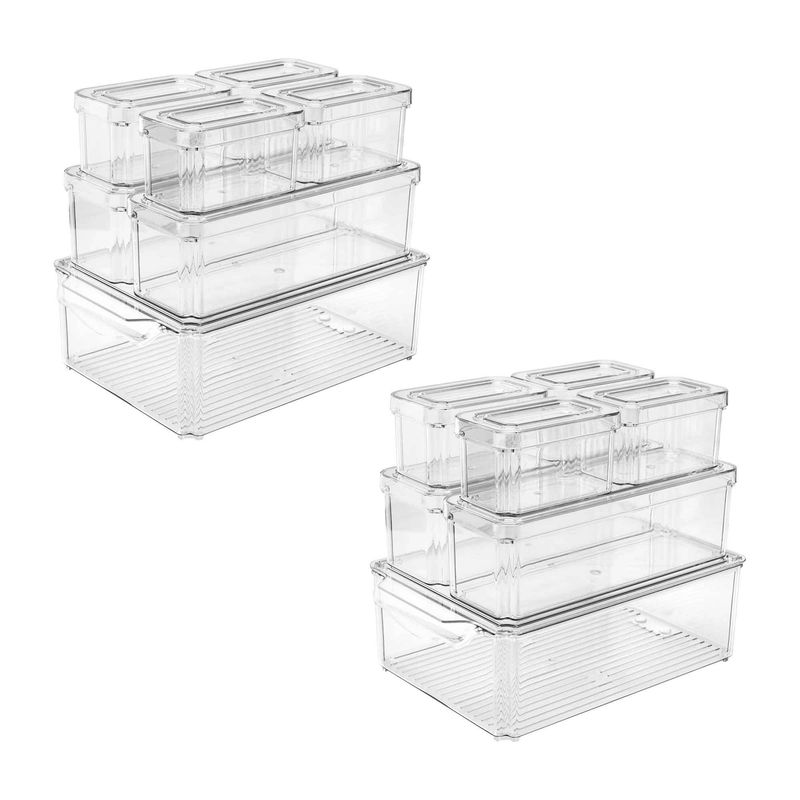 CHEF MASTER - Set 14 Organizadores Apilables Nevera, Recipientes Plásticos