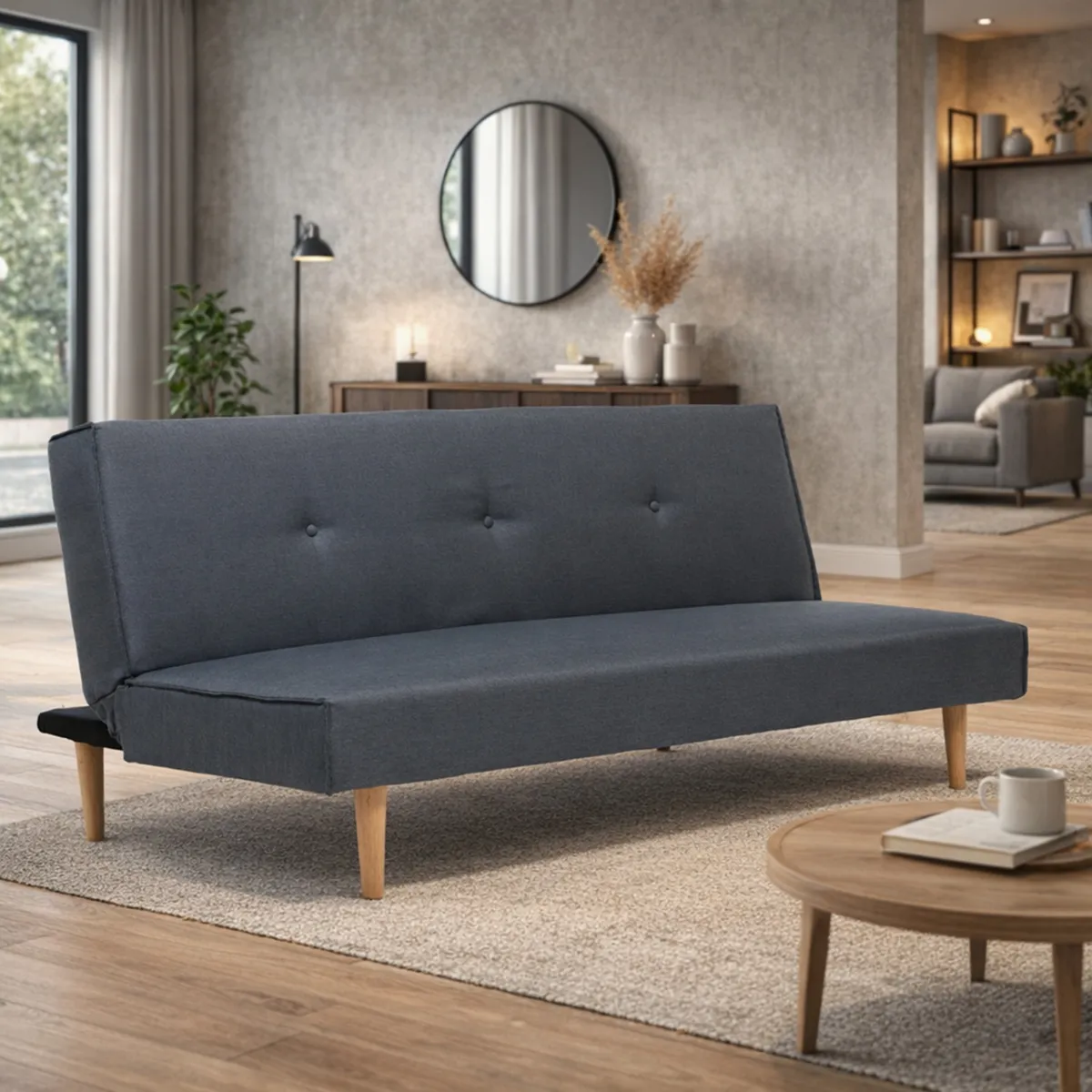 SOFA MARKET - Sofa Cama Tommy 3 Puestos Tela Negro