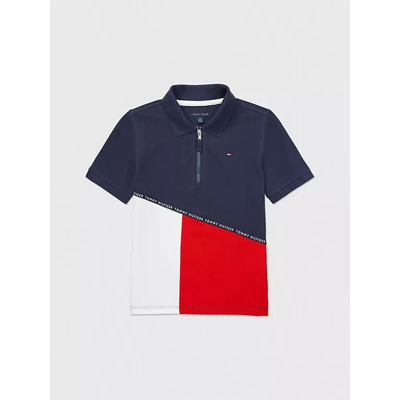 TOMMY HILFIGER - Polo Azul Con Diseño De Bandera TH Para Niño Tommy Hilfiger