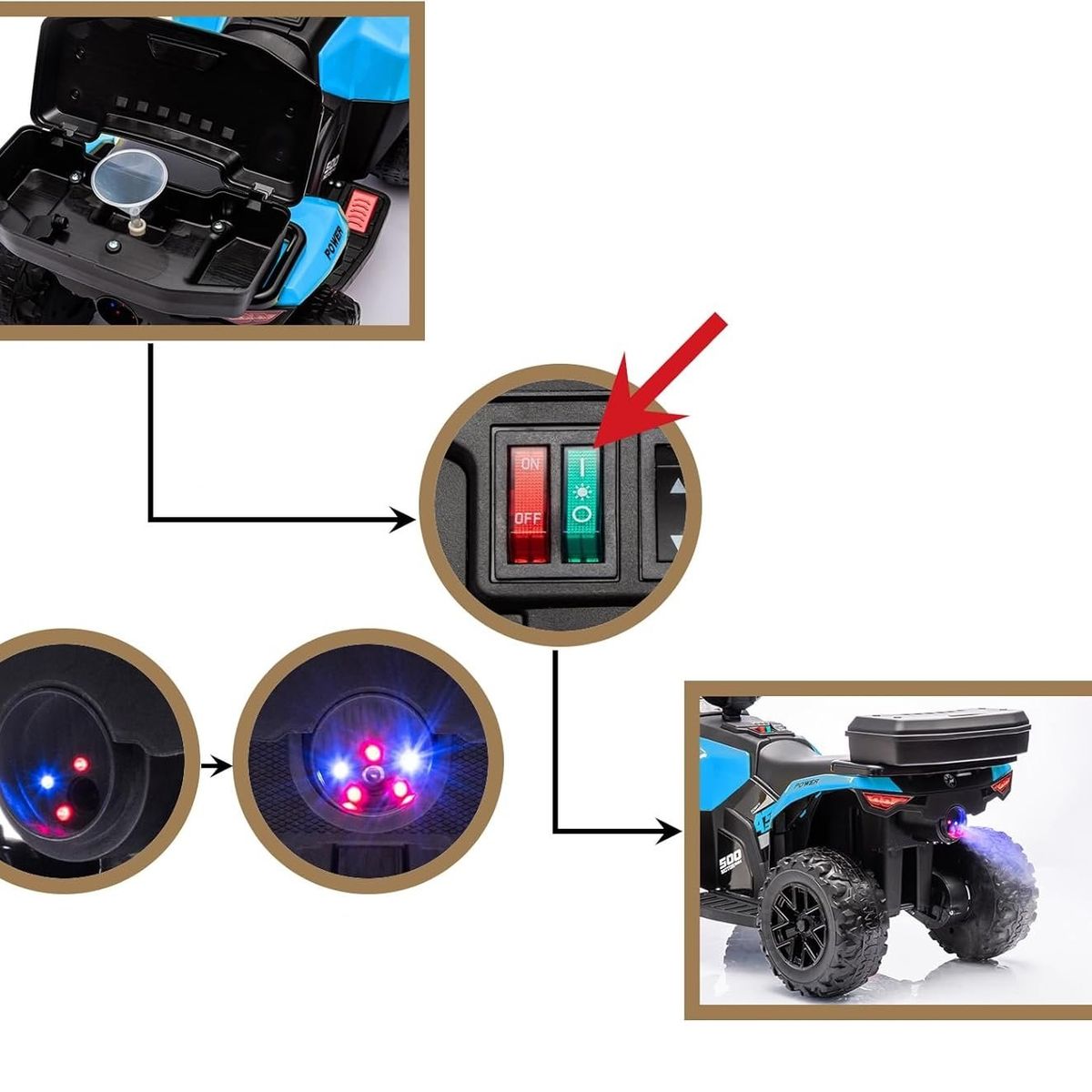 GENERICO - Moto CuatriMoto Batería Eléctrica Niña Control Turbinas