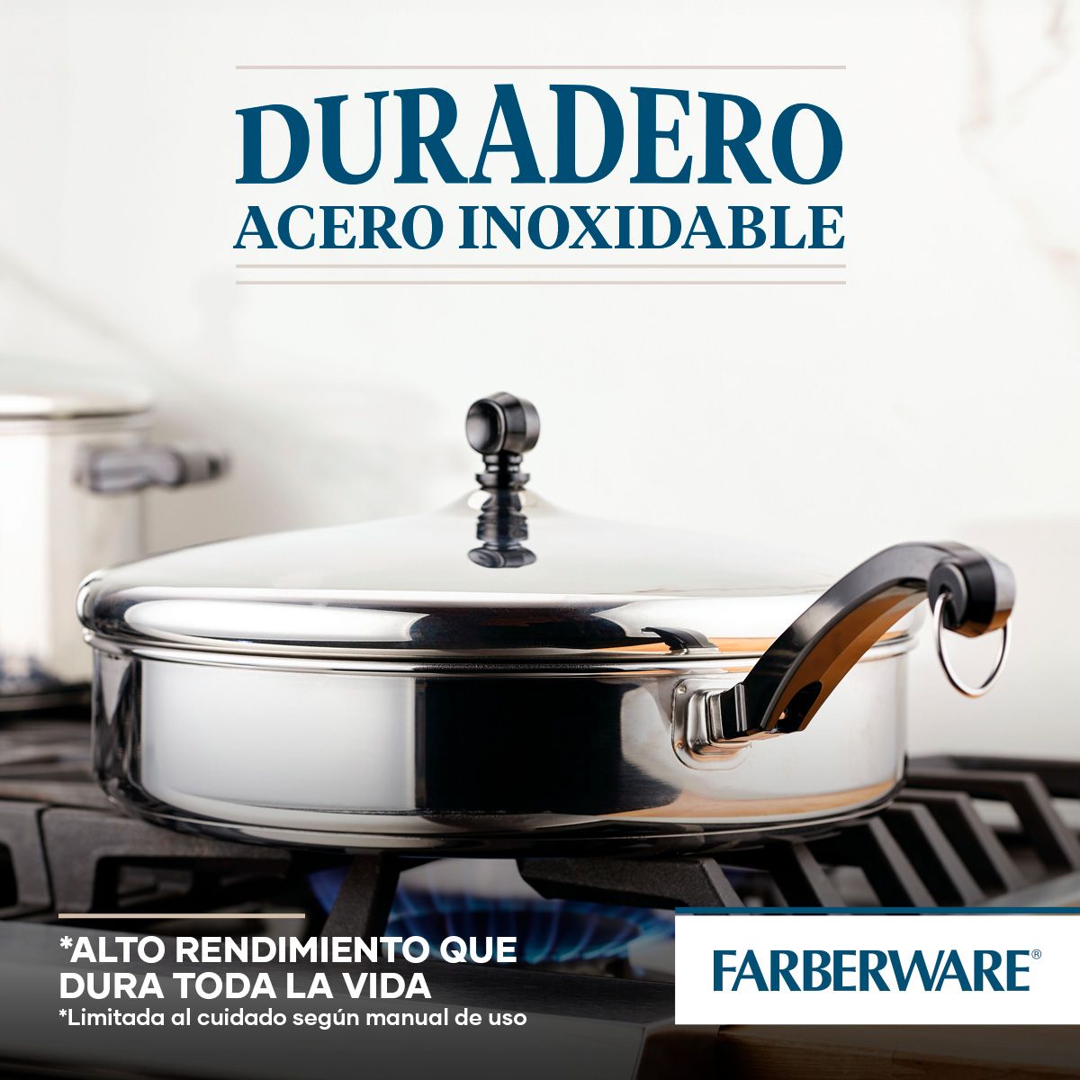 FARBERWARE - Sartén 30cm para saltear con tapa y asa acero inoxidableFarberware