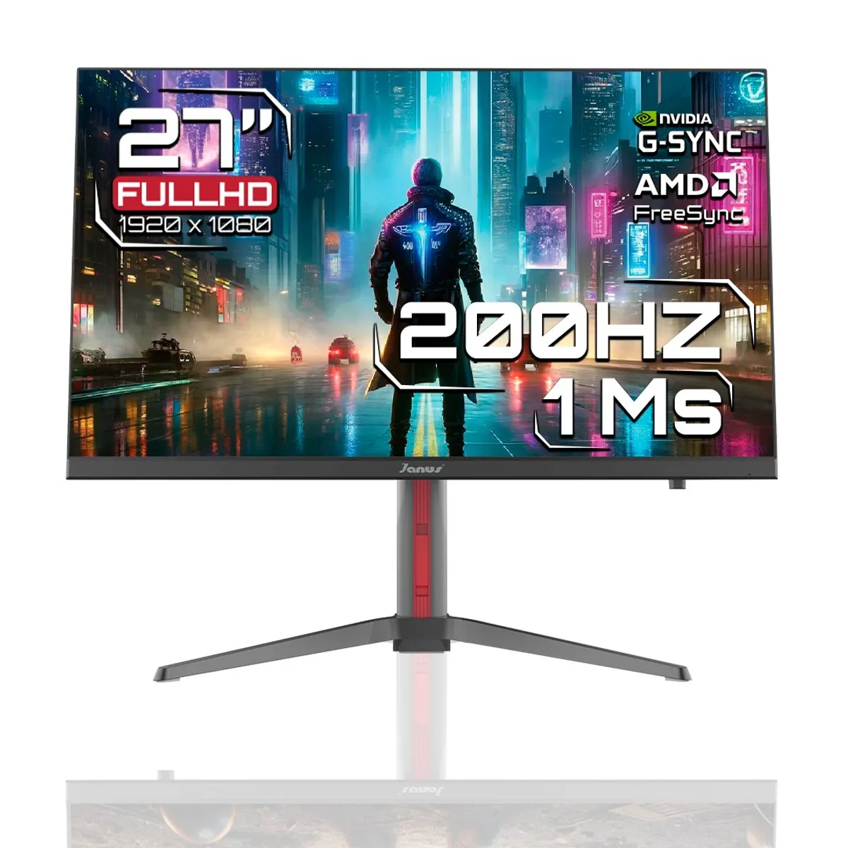 JANUS - Monitor Gamer  27 200Hz 1Ms  Rgb  Altura Ajustable  FreesyncG-Sync