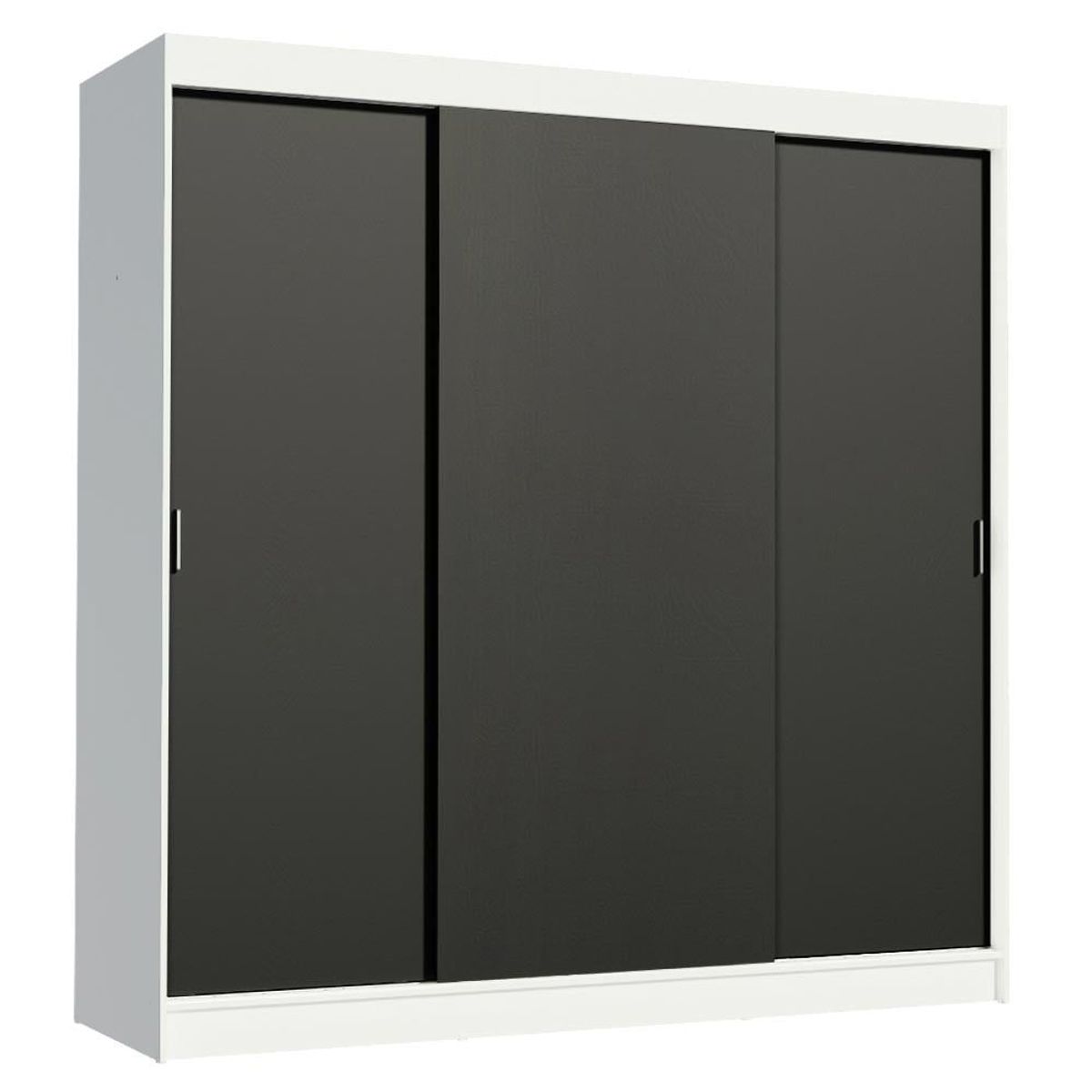 MADESA - Clóset Reno 3 Puertas Corredizas 4 Cajones Blanco/Negro 180 cm x 205 cm x 54 cm
