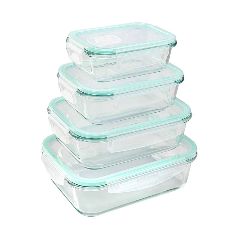 CHEF MASTER - Set de 4 Refractarias en Vidrio Tapa Hermética, Porta Comida.