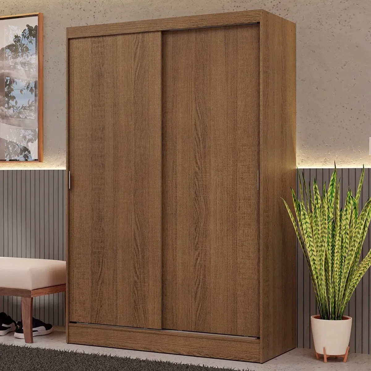 MADESA - Closet Max 2 Puertas Corredizas 2 Cajones Marrón 183 cm x 119 cm x 54 cm