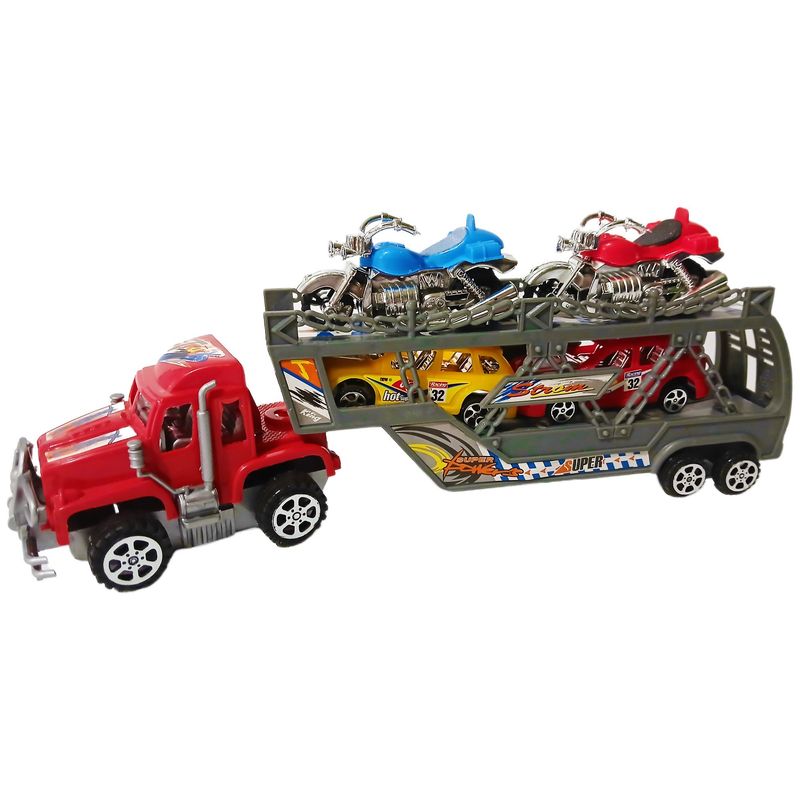 GENERICO - Camión Grúa X2 Motos X2 Carros Jugueteria Juguetes Para Niño