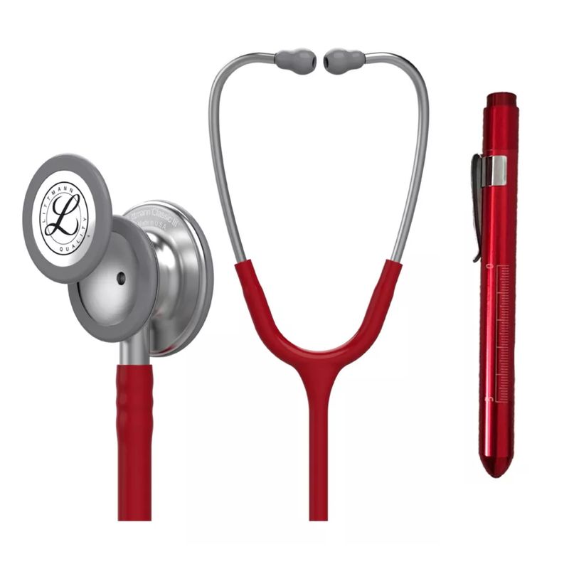 LITTMANN - Fonendoscopio Littmann Classic 3 Burgundy ref. 5627 + Linterna