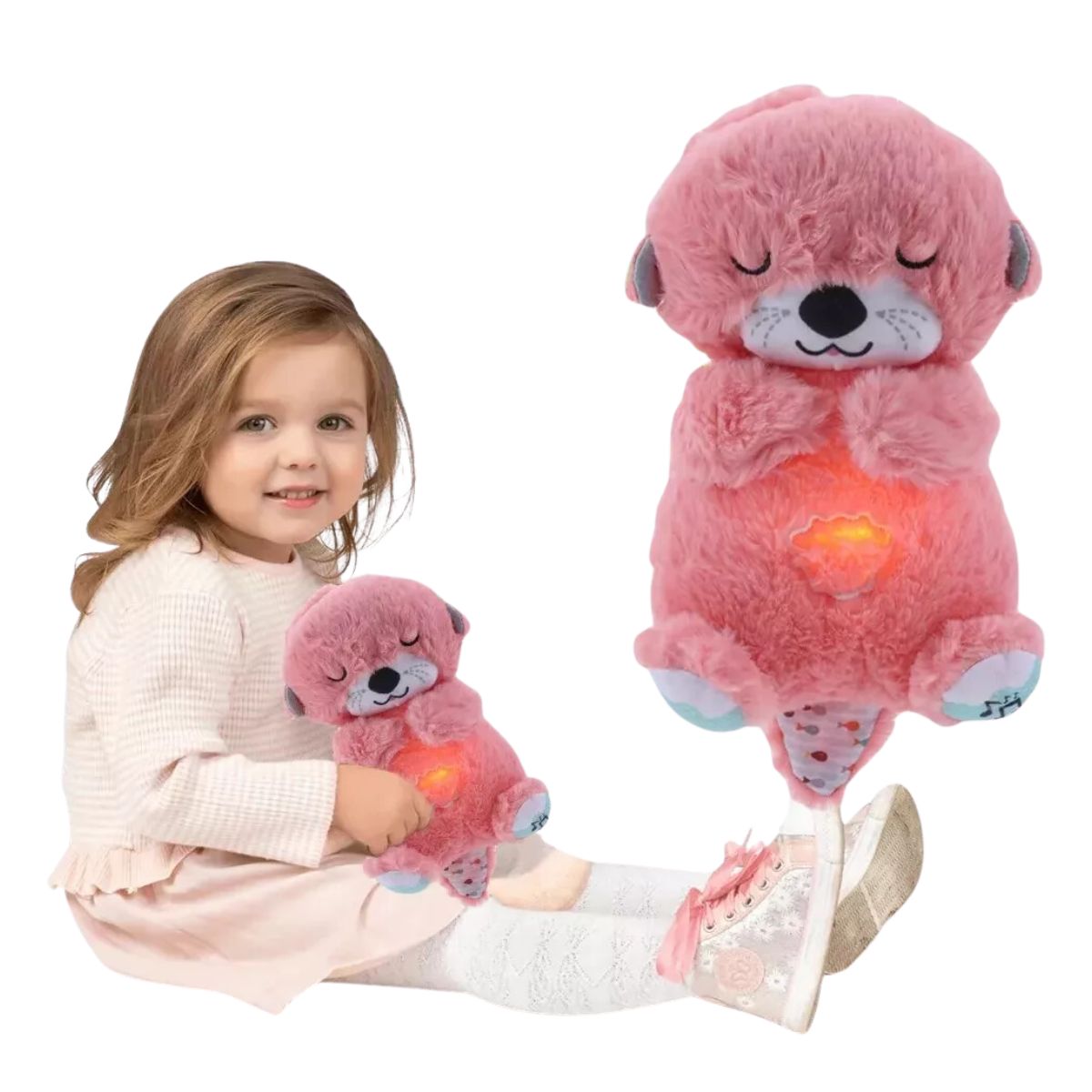 MILOPTS - Juguete Peluche Nutria que Respira y Alumbra para Dormir