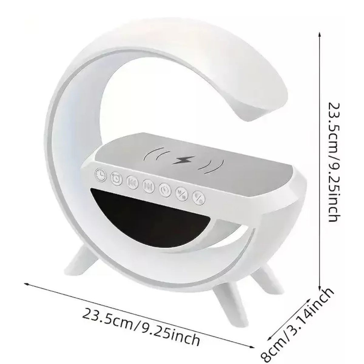 GENERICO - Parlante Lampara G Cargador Inalámbrico Reloj Bt Color Blanco