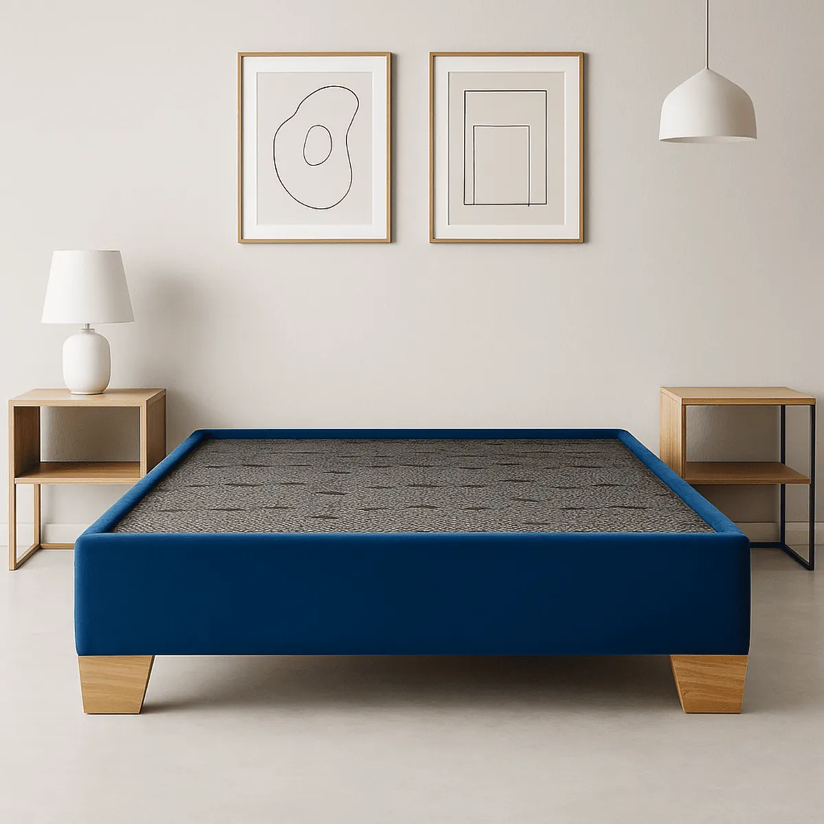ESTILO Y CONFORT - Basecama dividida Azul  120x190 Pata Madera