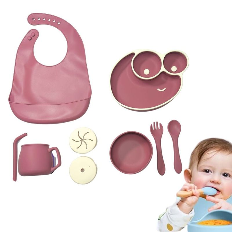 GENERICO - Set Vajilla Bebe Silicona Kit 9pcs Alimentacion Plato Babero