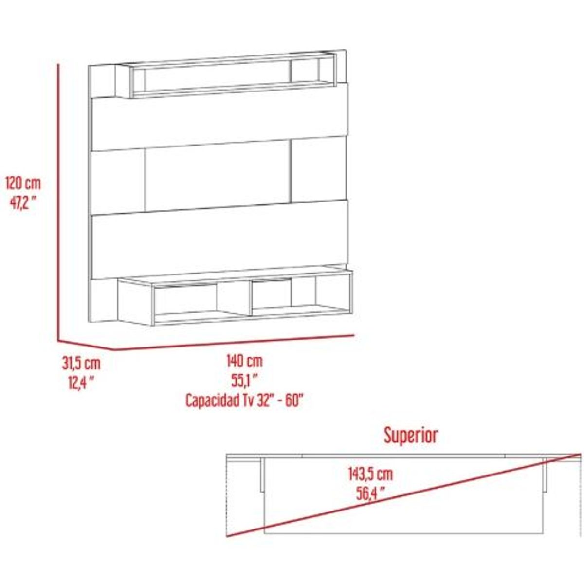 RTA MUEBLES - Panel para TV desde 32" a 60" PPM 9374  RTA