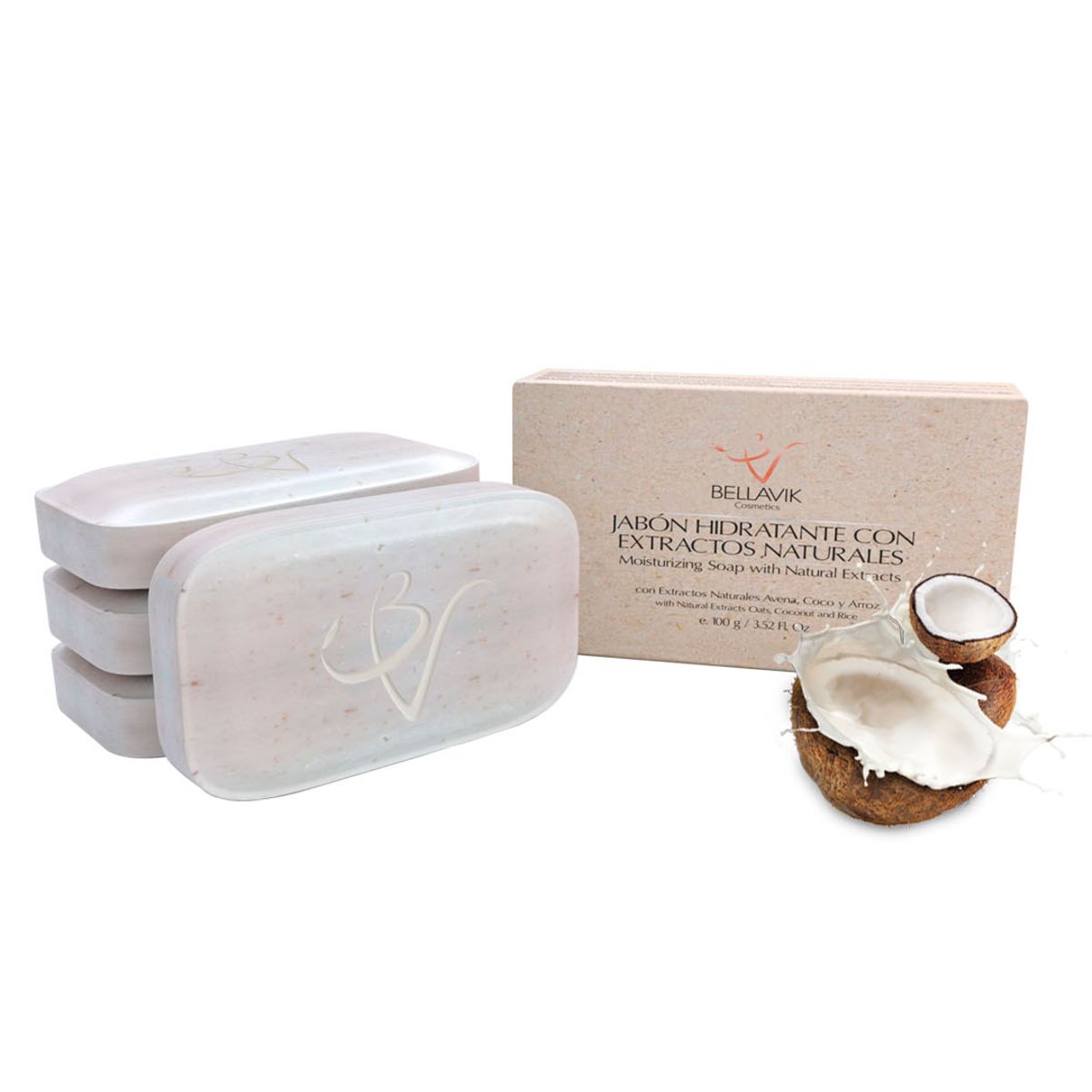 GENERICO - Jabón Hidratante Aclarante de Arroz Avena y Coco Bellavik