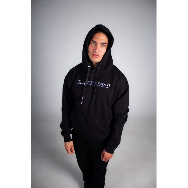 HAKISTORM - Hoodie HAKISTORM 100% algodón BlackWhite bordados